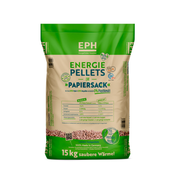 EPH Premium Holzpellets ENplus A1 – 975 kg Palette (65 x 15 kg Papiersäcke) für Pelletheizung