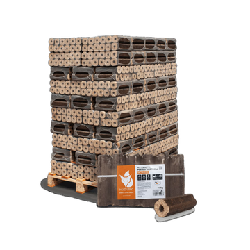 Heizfuxx PiniKay Octagon Hartholzbriketts – 960 kg Palette Hochverdichtete Premium Briketts für Kamin & Ofen