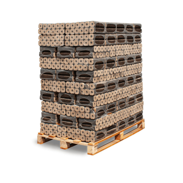 Heizfuxx PiniKay Quadro Hartholzbriketts – 960 kg Palette (96 x 10 kg) Hochverdichtete Vierkant Holzbriketts