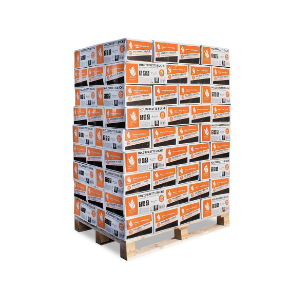 Heizfuxx Nestro M Hartholzbriketts – 972 kg Palette (81 x 12 kg Kartons) Premium Kamin & Ofen Holzbriketts